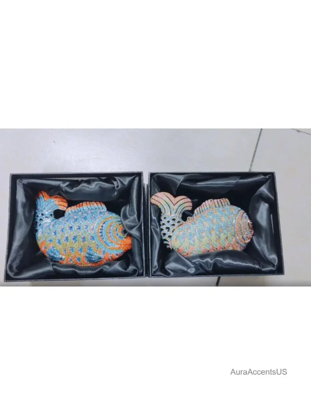 Handcrafted Crystal Fish Clutch Evening Bag for Women Wedding Prom Party